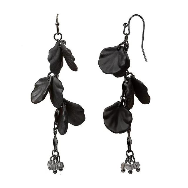 Emberly Hematite Edgy Liner Floral Drop Bead Earrings, Womens, Black Product Image