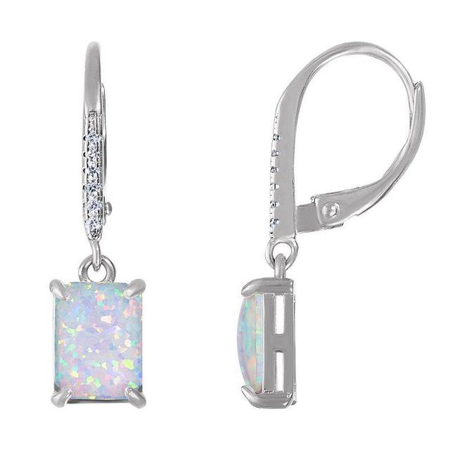 Sterling Silver Lab-Created Opal Drop Earrings, Womens Product Image