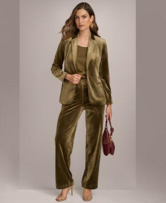 Donna Karan New York Womens Velvet Blazer Straight Leg Pants Product Image