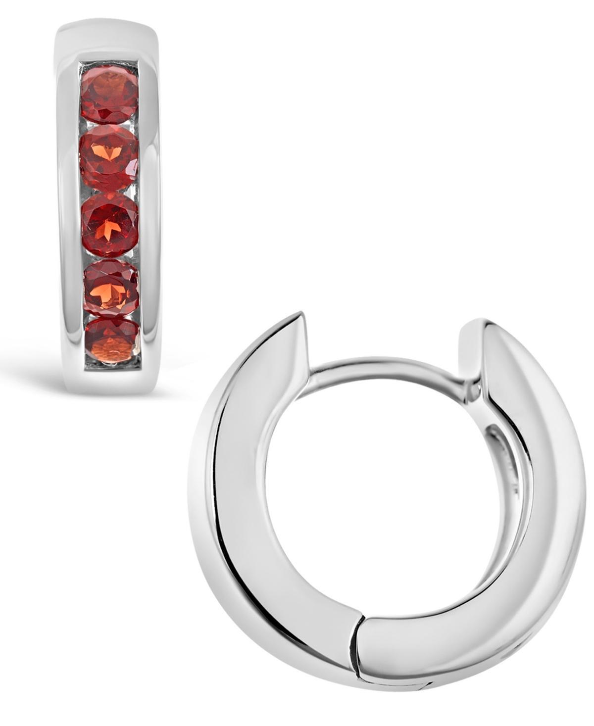 Garnet (1 ct. t.w.) Huggie Hoop Earrings in Sterling Silver (Also Available - Peridot Product Image