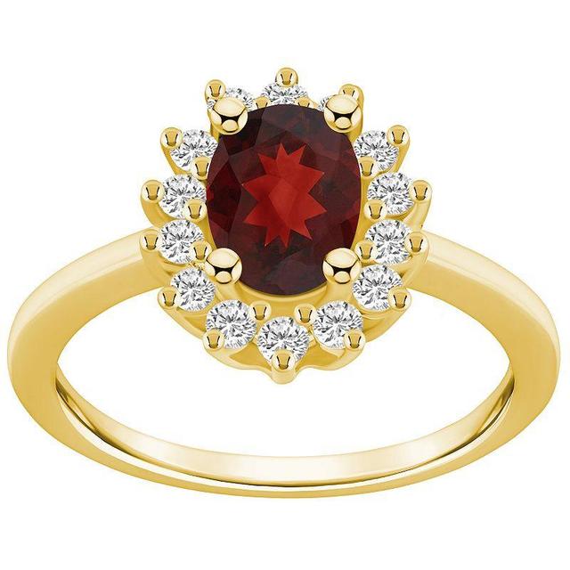 Alyson Layne 14k White Gold Oval Cut Garnet & 1/3 Carat T.W. Diamond Halo Ring, Womens Red Product Image