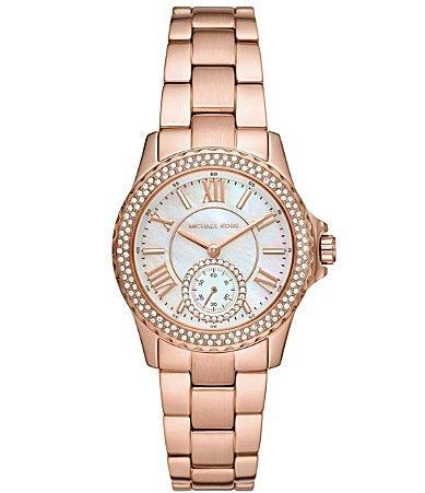 Michael Kors Womens Everest Quartz Three-Hand Rose Gold-Tone Stainless Steel Watch 33mm Product Image