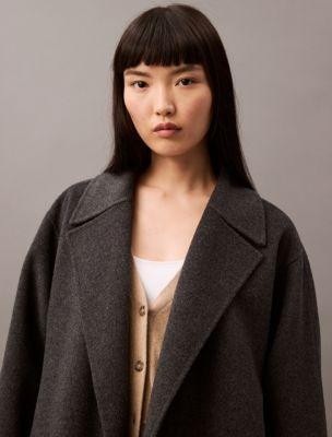 Double Faced Wool Blend Wrap Coat Product Image