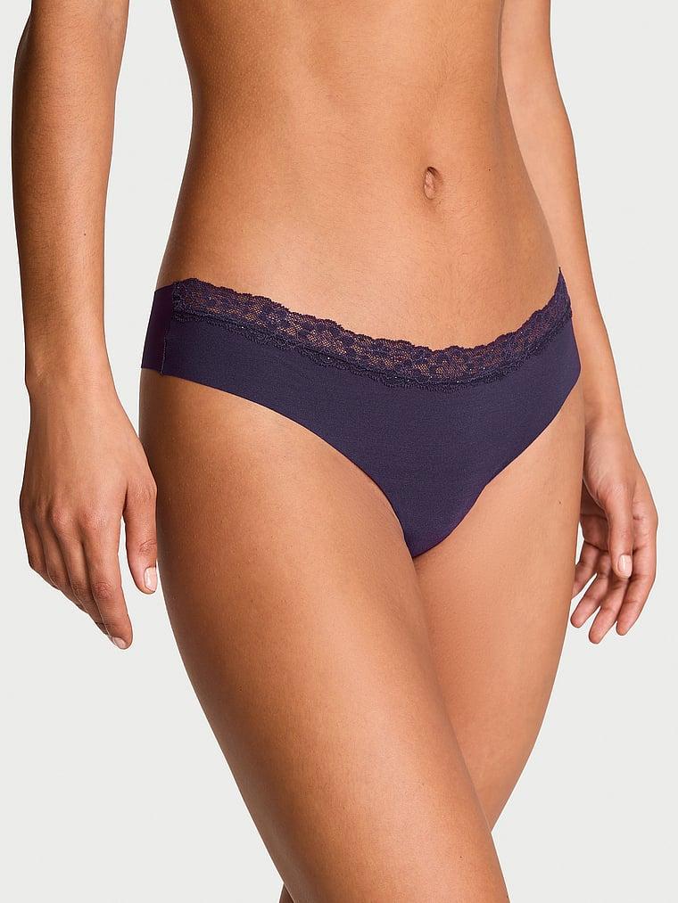 No-Show Lace-Waist Thong Panty Product Image