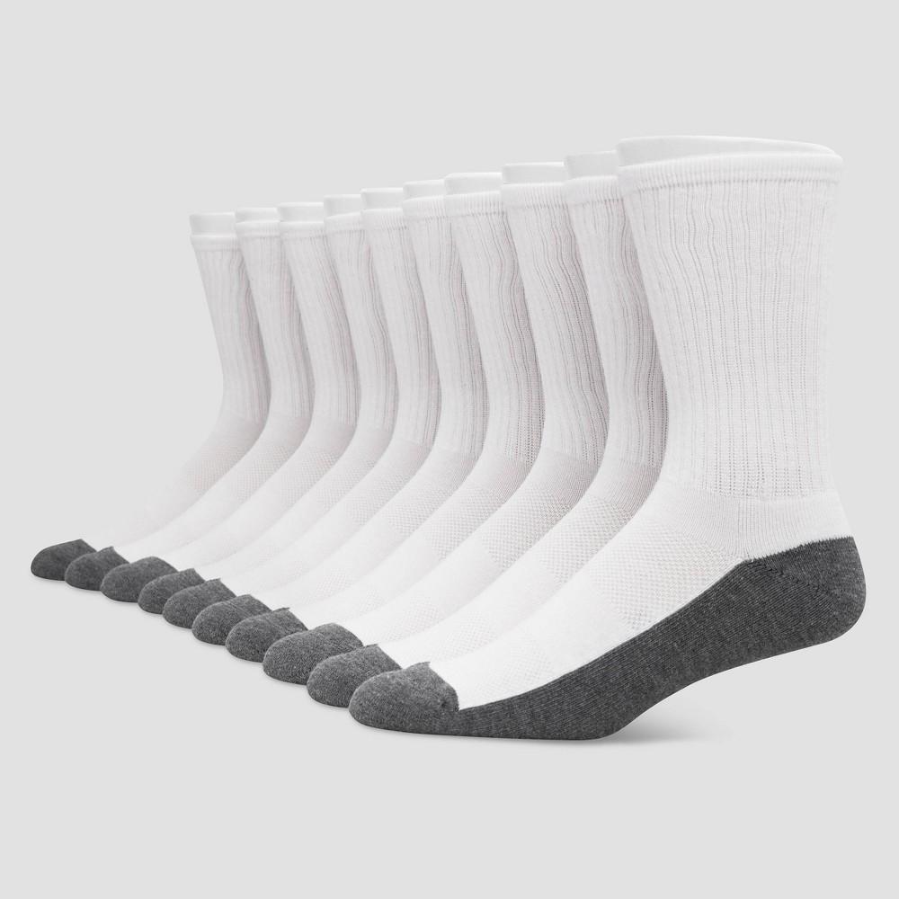 Hanes Premium Mens Crew Socks 10pk - White 6-12 Product Image