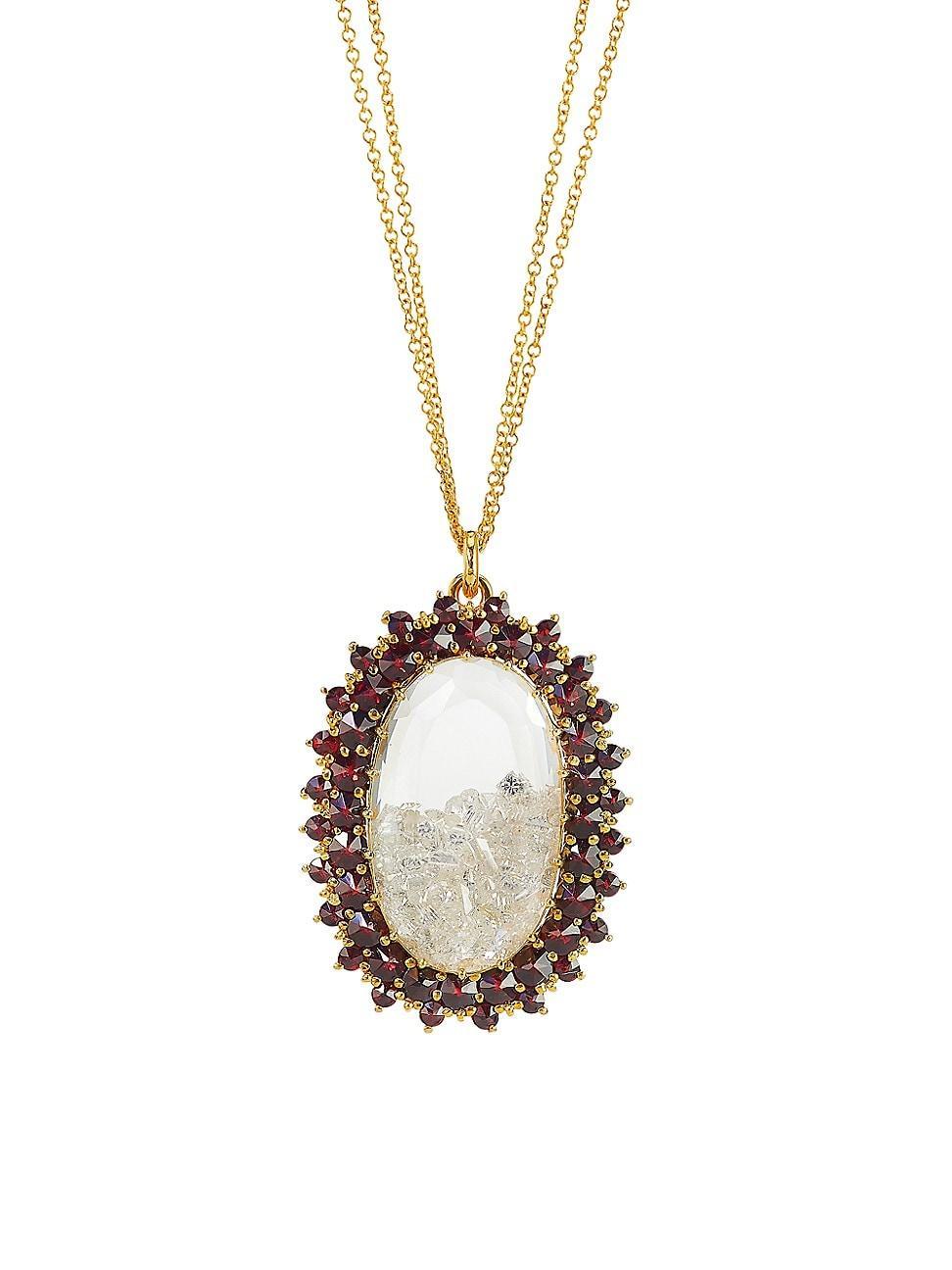 Womens Shake 18K Yellow Gold, 3.2 TCW Diamond, & Garnet Pendant Necklace Product Image