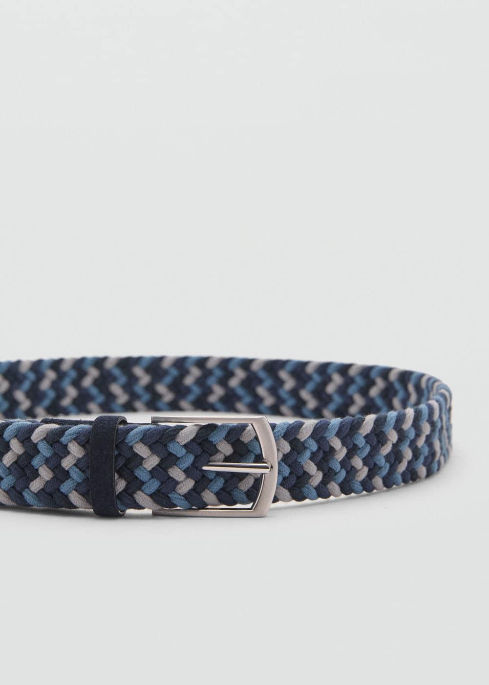 MANGO MAN - Braided elastic colored belt dark navyMen Product Image