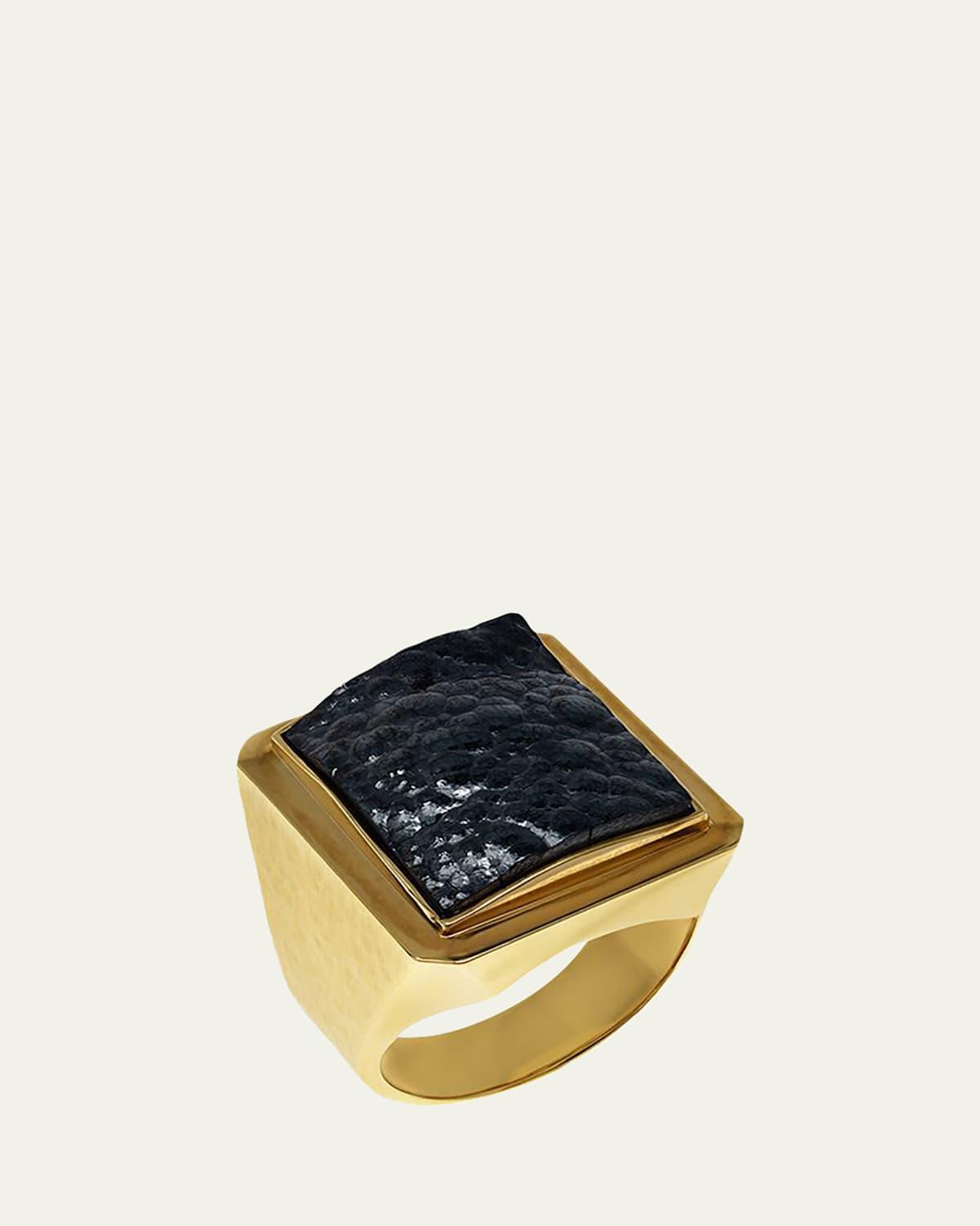 Mens Hematite 18k Gold Ring Product Image