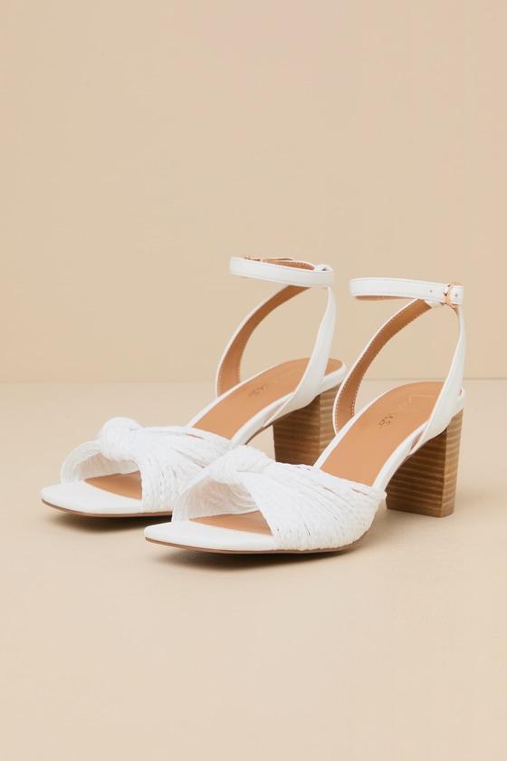 Jaylea White Knotted Ankle Strap High Heel Sandals product image