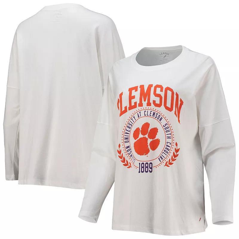 Womens League Collegiate Wear Clemson Tigers Clothesline Oversized Long Sleeve T-Shirt Product Image