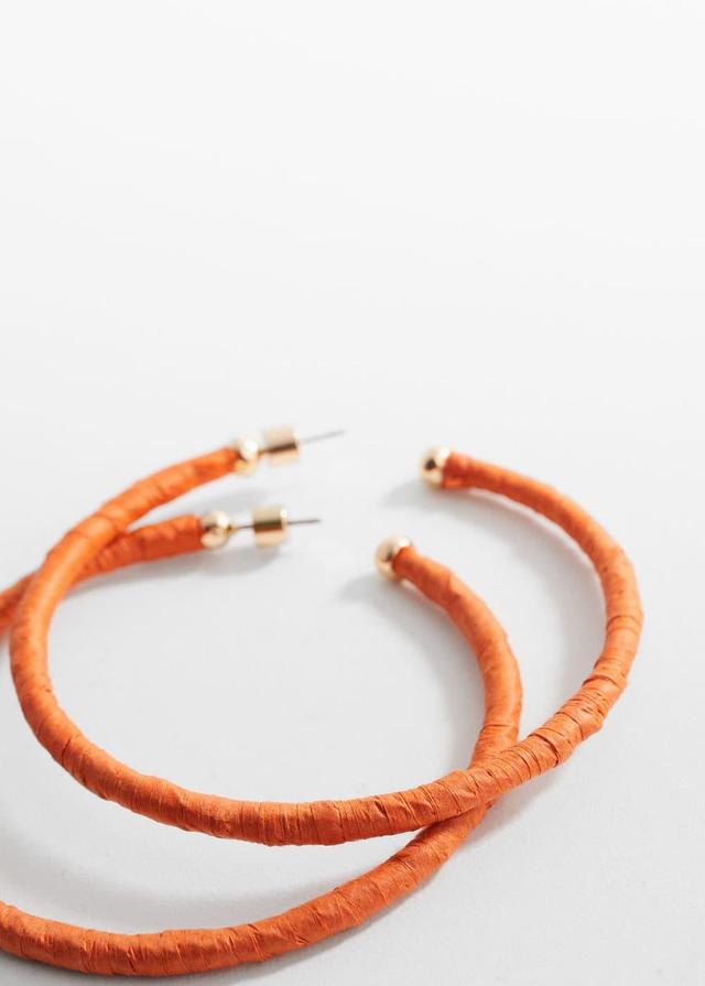 MANGO - Raffia hoop earrings - One size - Women Product Image