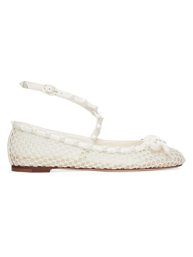 Womens Rockstud Mesh Ballerinas with Tone on Tone Studs Product Image