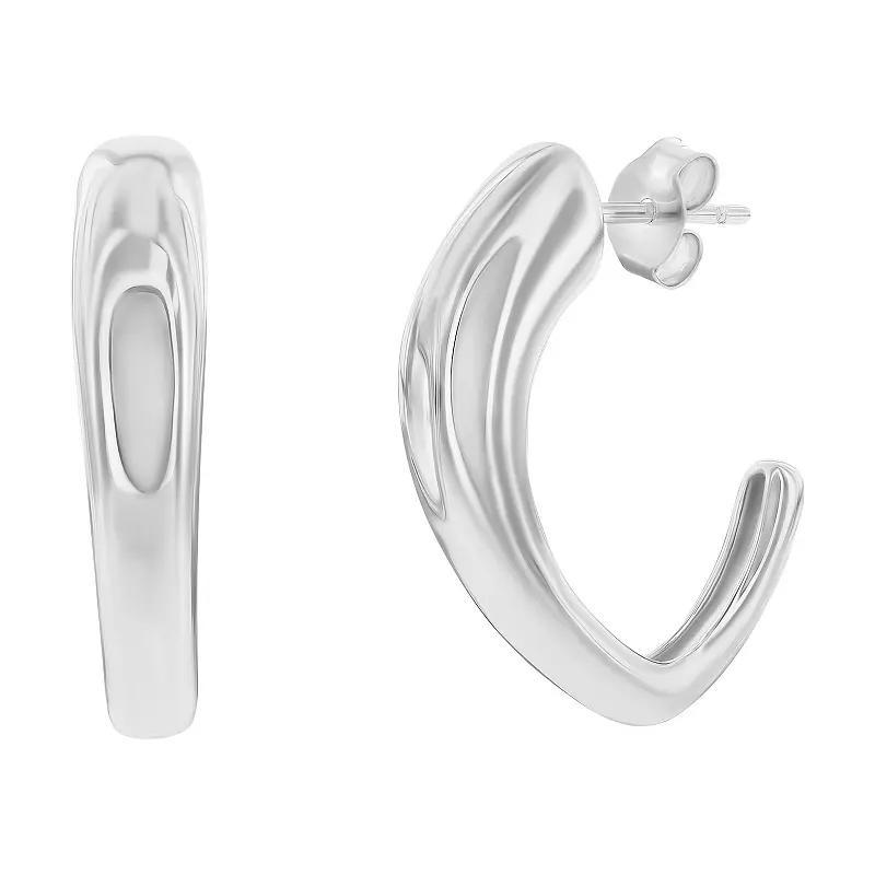 Argento Bella Sterling Silver Irregular Shape Hoop Earrings, Womens Product Image