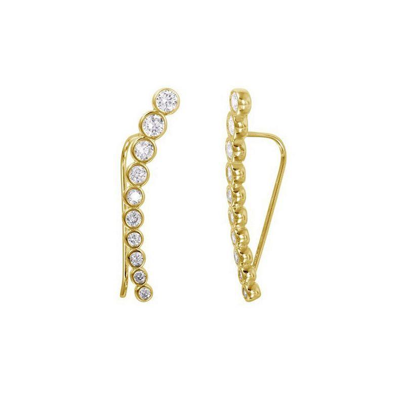 Adornia 14k Gold Plated Cubic Zirconia Climber Earrings, Womens, Gold Tone Product Image