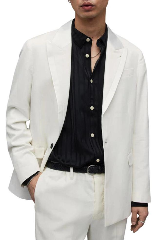 Canis Satin Trim Relaxed Fit Blazer In Chalk White Product Image