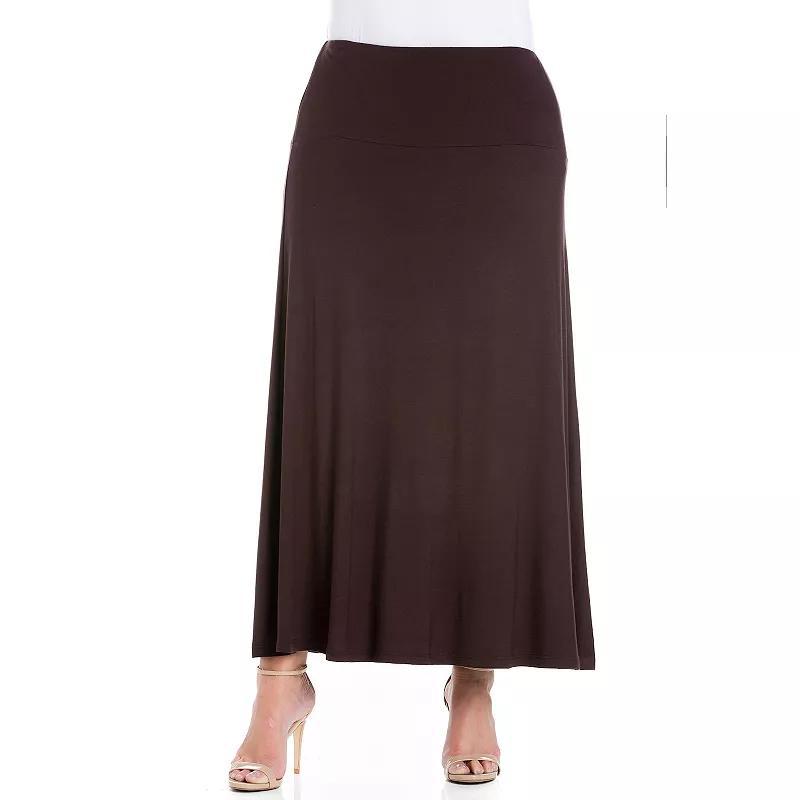 Plus Size 24Seven Comfort Apparel Comfortable Fit Elastic Waist Maxi Skirt, Womens Product Image