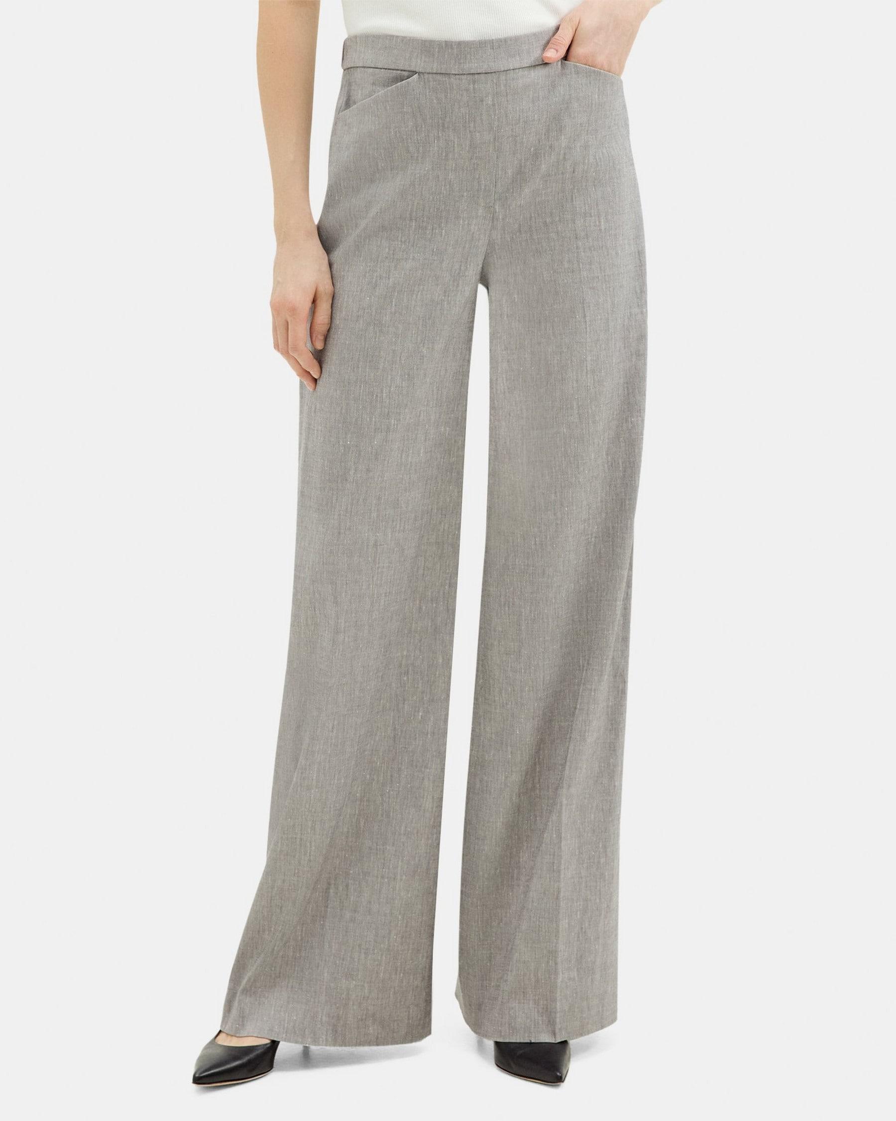 Wide-Leg Pull-On Pant in Stretch Linen Mélange product image