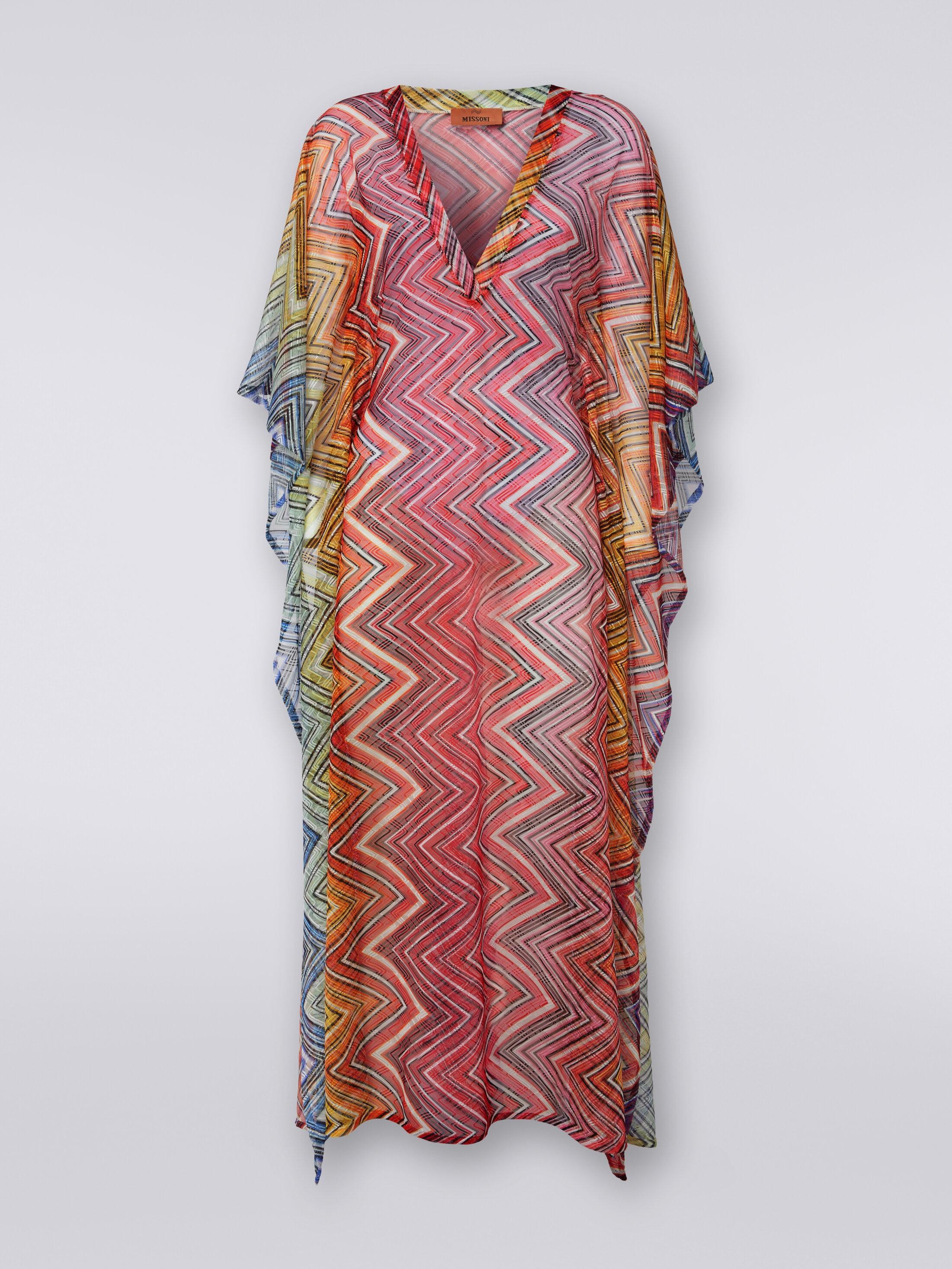 Long cover up kaftan in zigzag print fabric Product Image