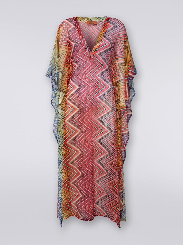 Long cover up kaftan in zigzag print fabric Product Image