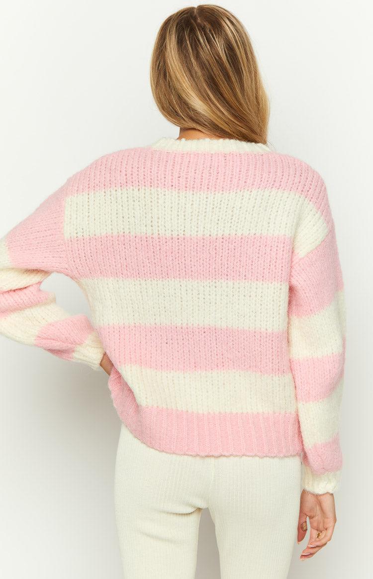 Cotton Candy Pink Stripe Knit Jumper Product Image