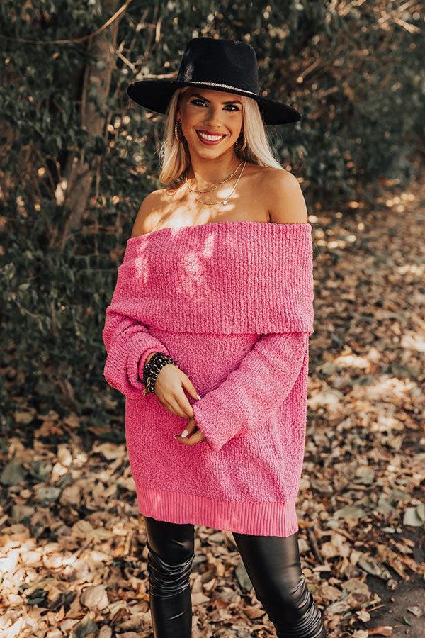 Curl Up And Get Cozy Knit Sweater In Pink Product Image