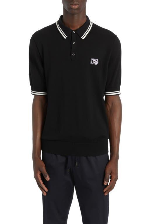 Mens Striped Cotton Polo Shirt Product Image