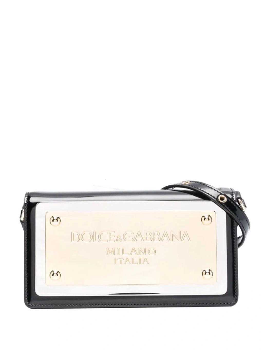 Logo-plaque Leather Crossbody Bag In Black Product Image