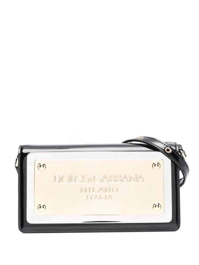 Logo-plaque Leather Crossbody Bag In Black Product Image