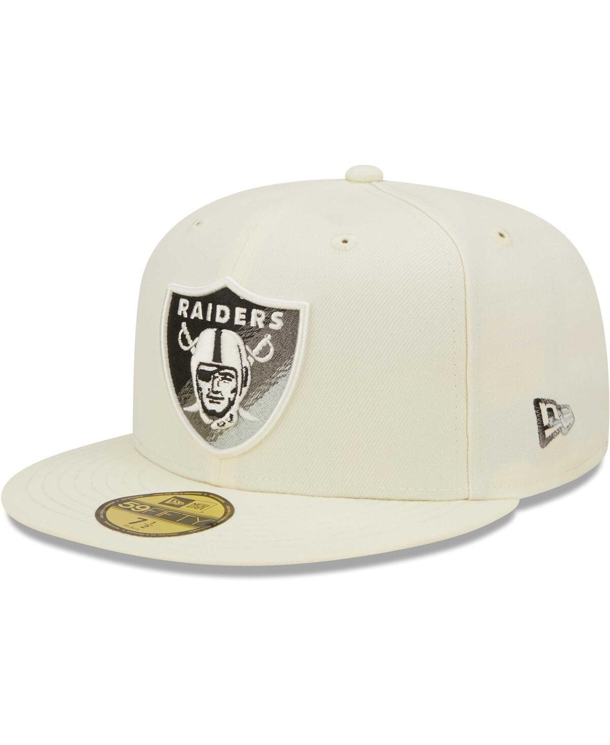 Men's New Era Cream Las Vegas Raiders Chrome Color Dim 59FIFTY Fitted Hat Product Image