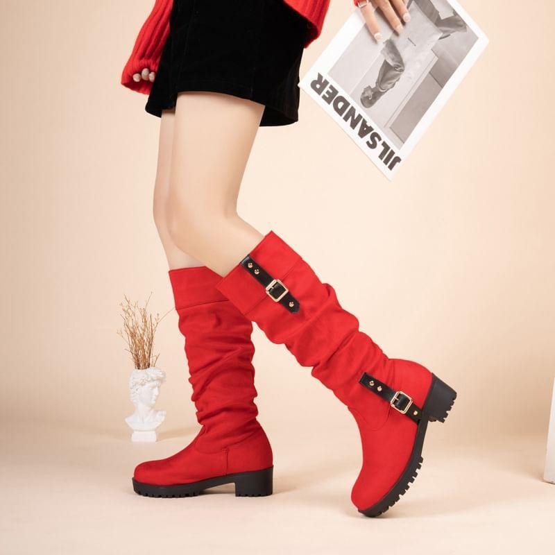 Plain Buckled Tall Boots Product Image