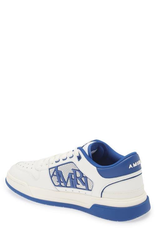 AMIRI White And Blue Low Top Sneakers With Contrasting Logo Lettering In Cotton Man In White Blue Product Image