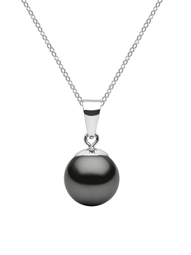 Womens 14K White Gold & 8-9MM Tahitian Pearl Pendant Necklace Product Image