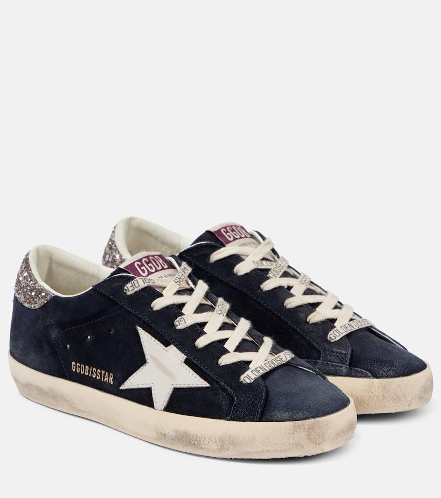 Superstar Sneakers In Blue Suede In Blue/white/silver Product Image