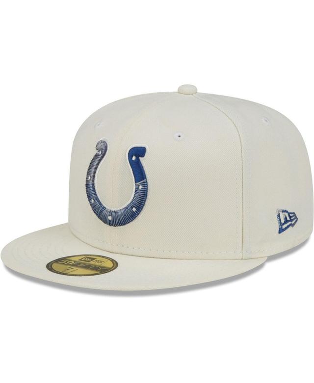 Mens New Era Cream Indianapolis Colts Chrome Color Dim 59FIFTY Fitted Hat Product Image