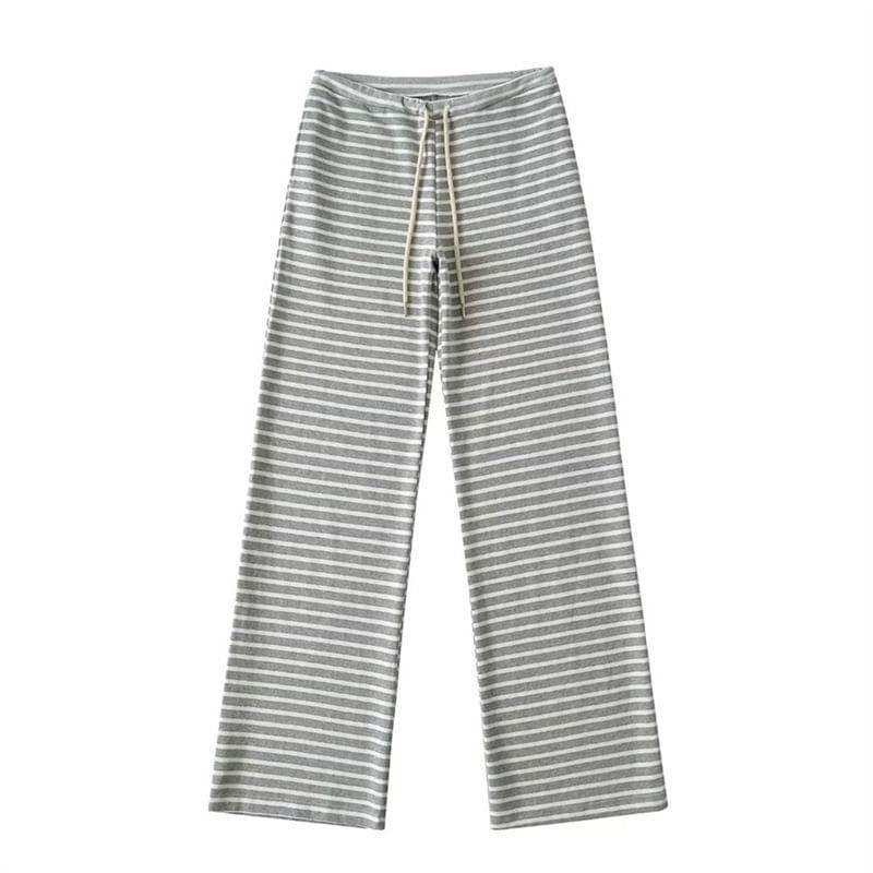 Low Waist Striped Wide Leg Sweatpants Product Image