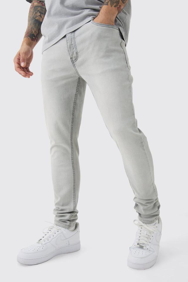 Skinny Stretch Jean In Ice Grey | boohooMAN USA Product Image