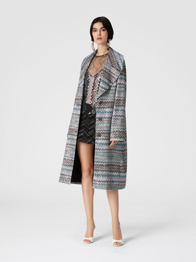 Long coat with sequin appliqué Product Image