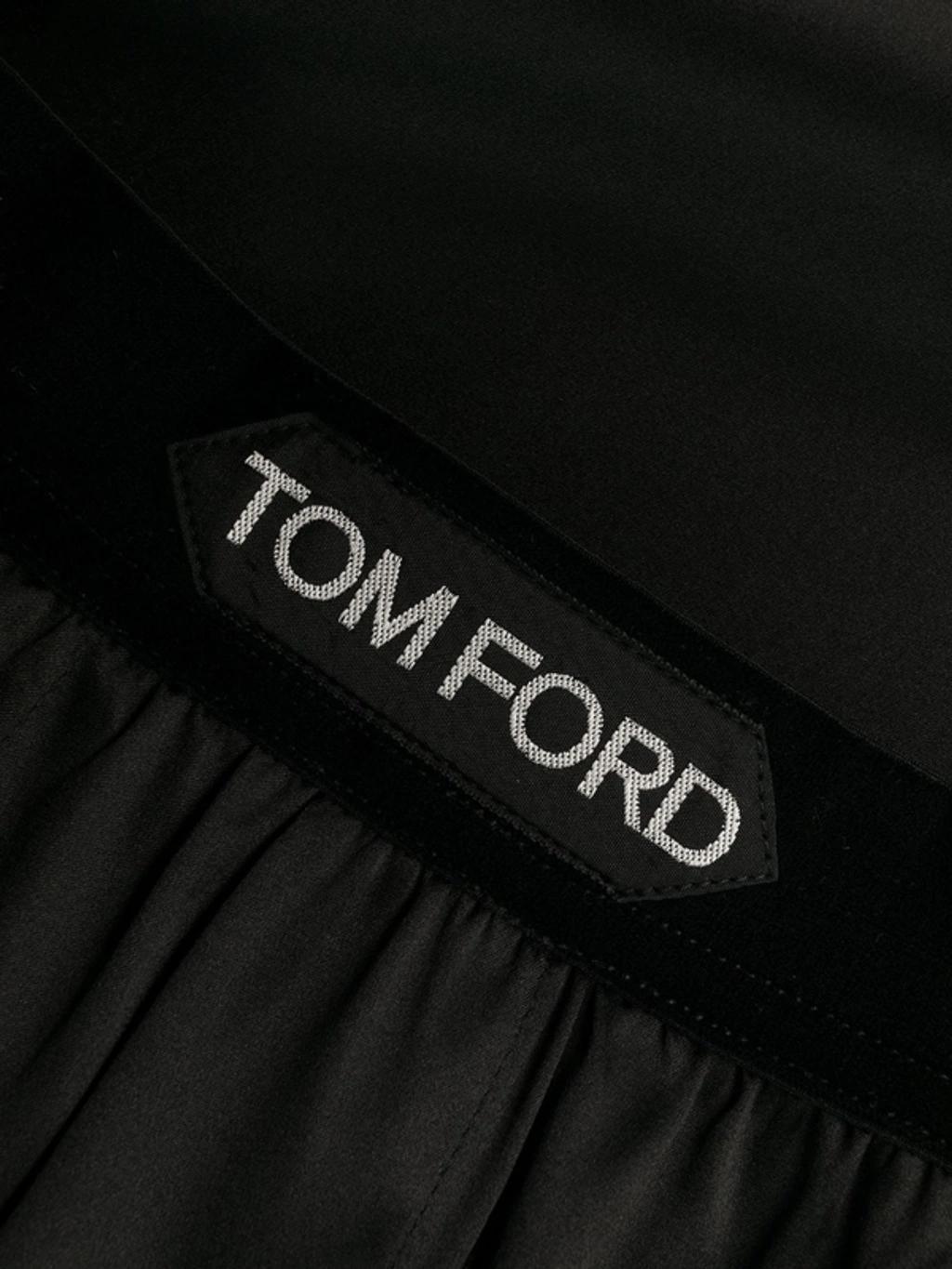 TOM FORD Men's Silk Jacquard Logo Boxers In Black Product Image