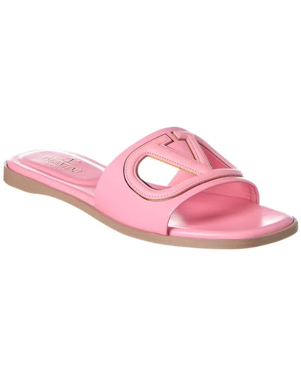 Vlogo Cutout Leather Slides In Pink product image