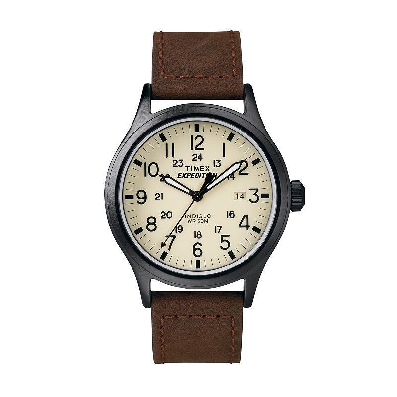 Timex Mens Expedition Scout Leather Watch - T49963KZ, Brown Product Image