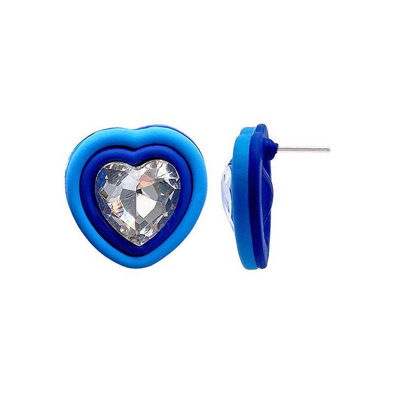 Adornia Blue Heart Halo Crystal Stud Earrings, Womens Product Image