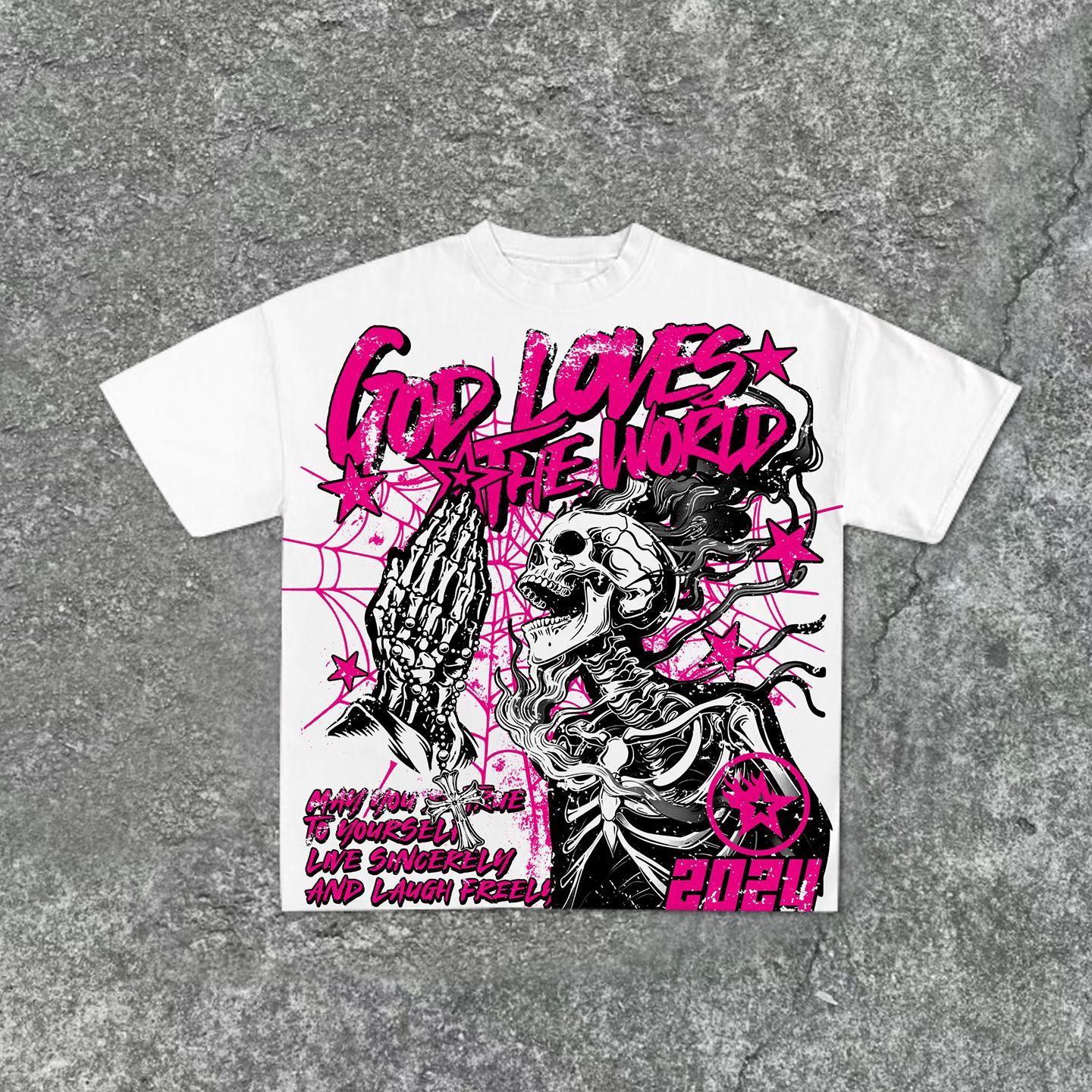 God Loves The World Vintage Graphic Cotton T-Shirt Product Image