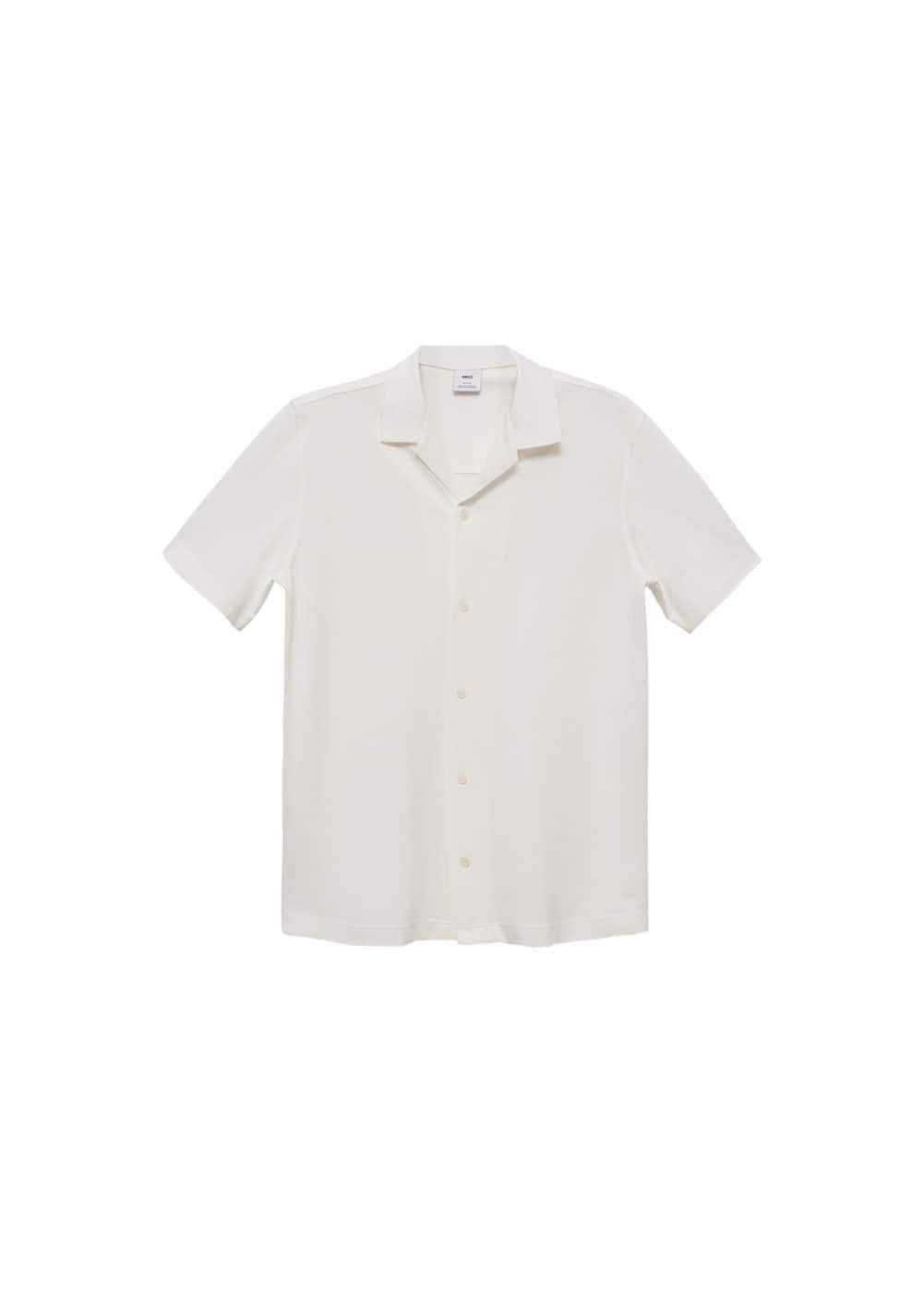 Short sleeved cotton shirt - Men | MANGO USA Product Image