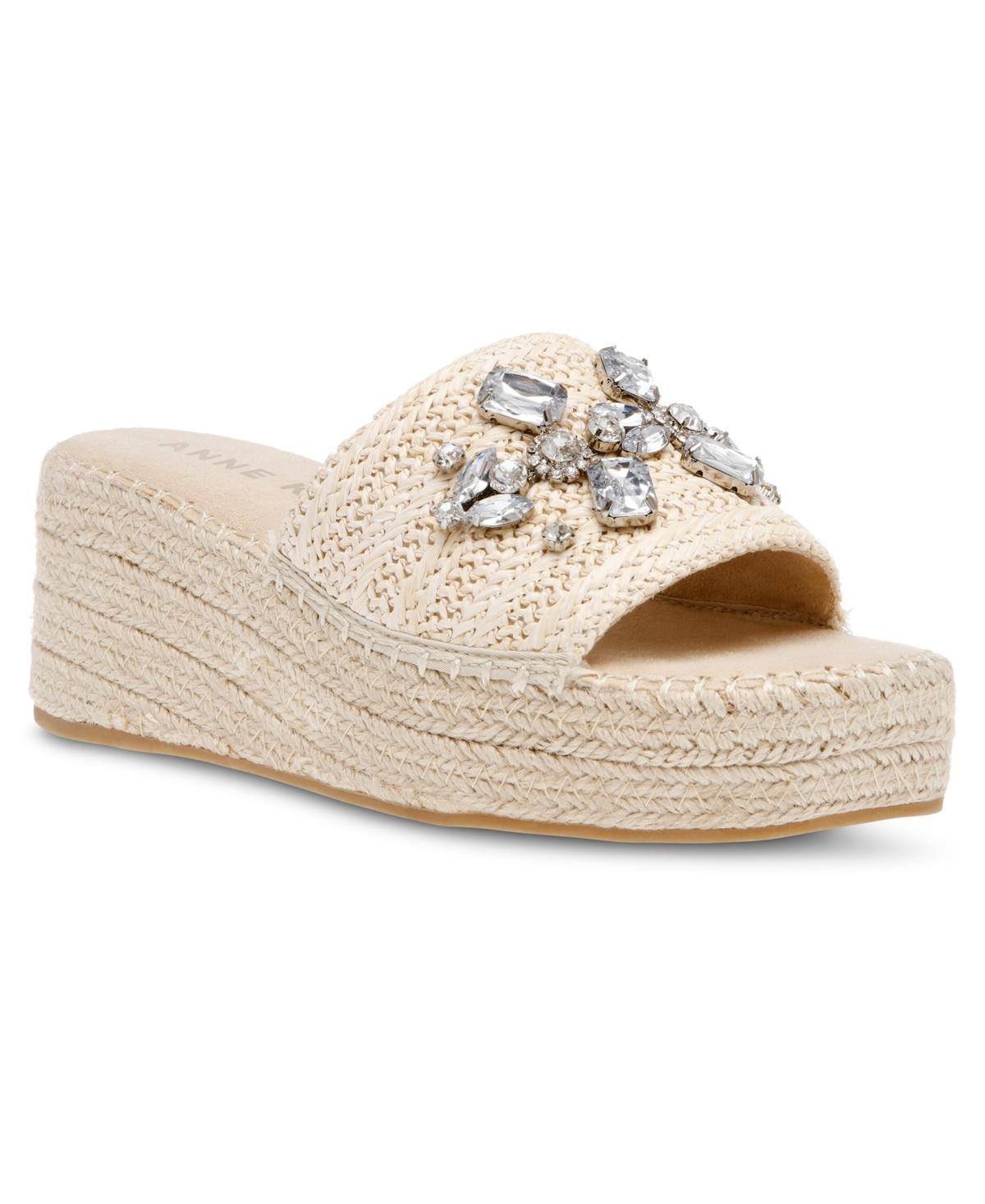 Anne Klein Womens Crystal Espadrille Wedge Sandals Product Image