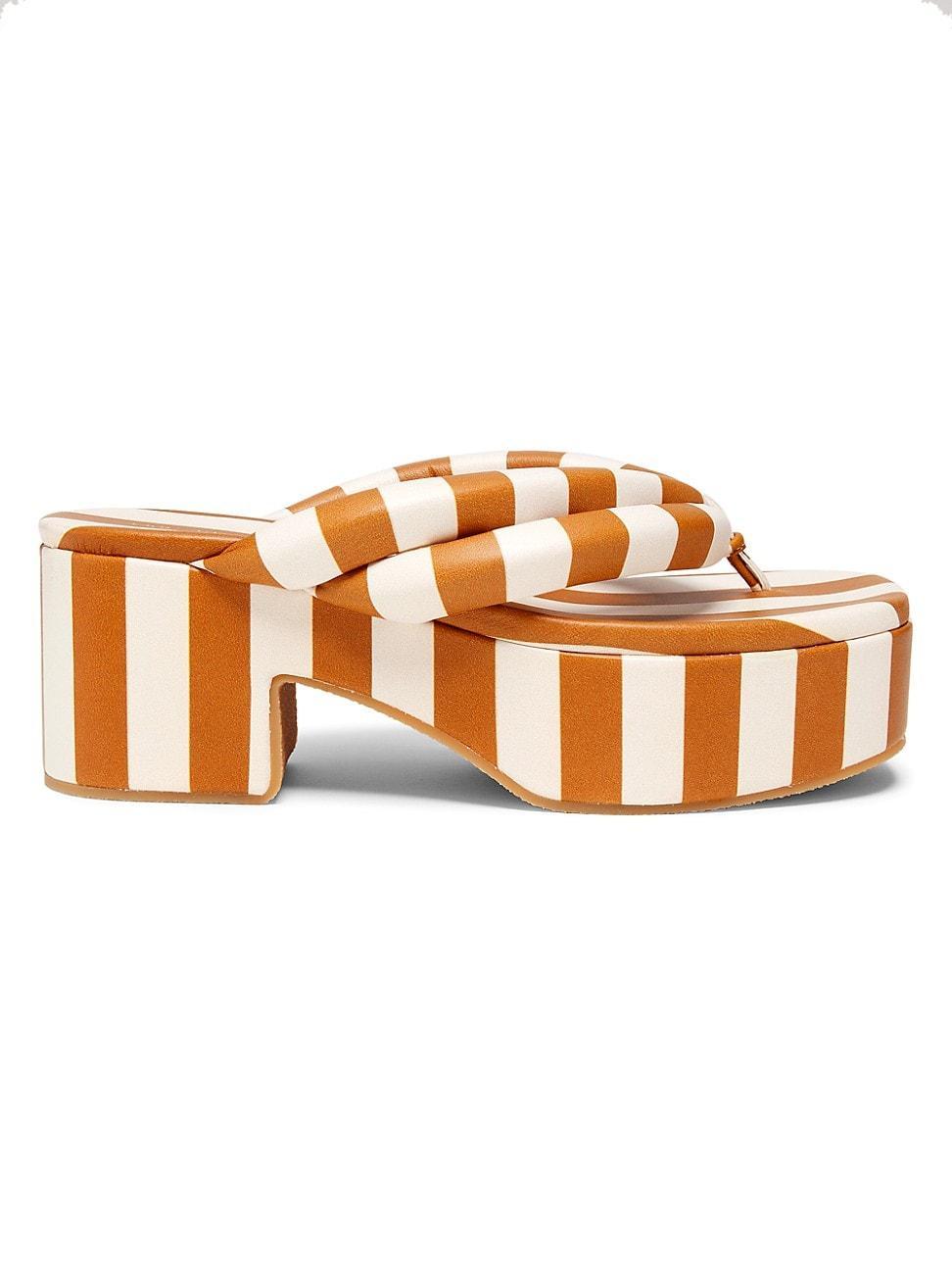 Womens 60MM Striped Leather Platform Sandals Product Image