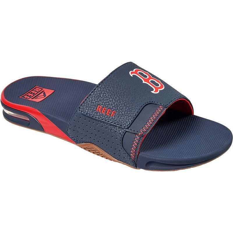 Mens REEF Boston Red Sox Fanning Slide Sandals Blue Product Image