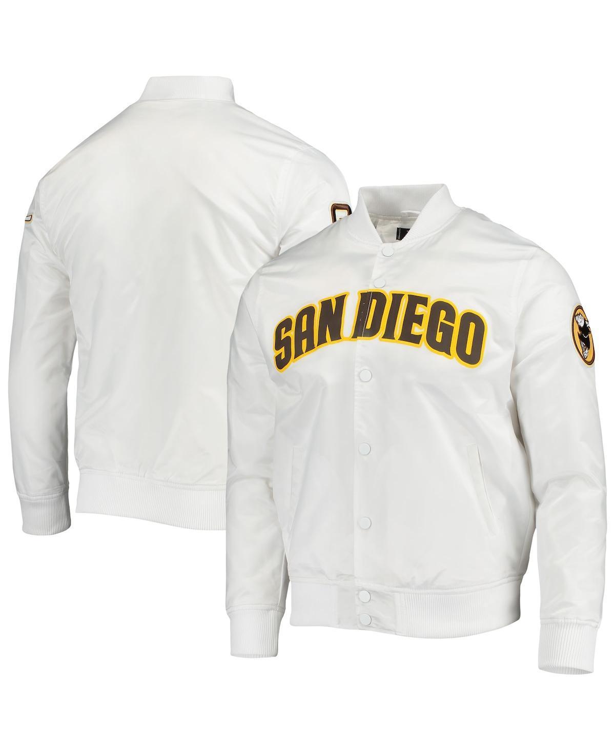 Mens Pro Standard White San Diego Padres Wordmark Satin Full-Snap Jacket Product Image