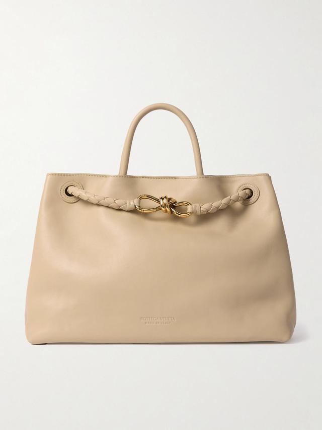 Andiamo Medium Leather Tote In Metallic Product Image