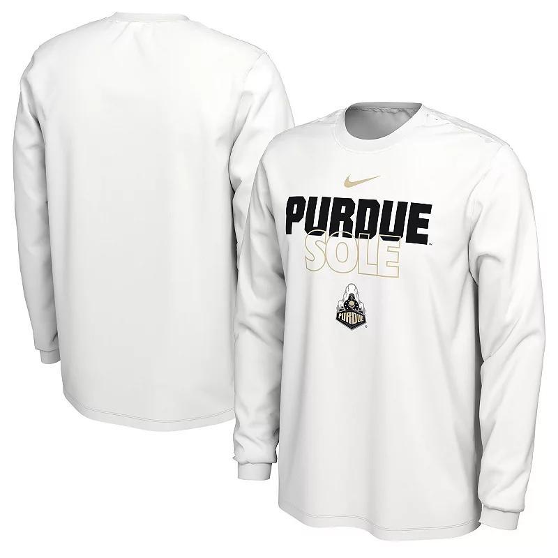 Nike White Purdue Boilermakers 2023 On Court Bench Long Sleeve T-Shirt, Mens Product Image