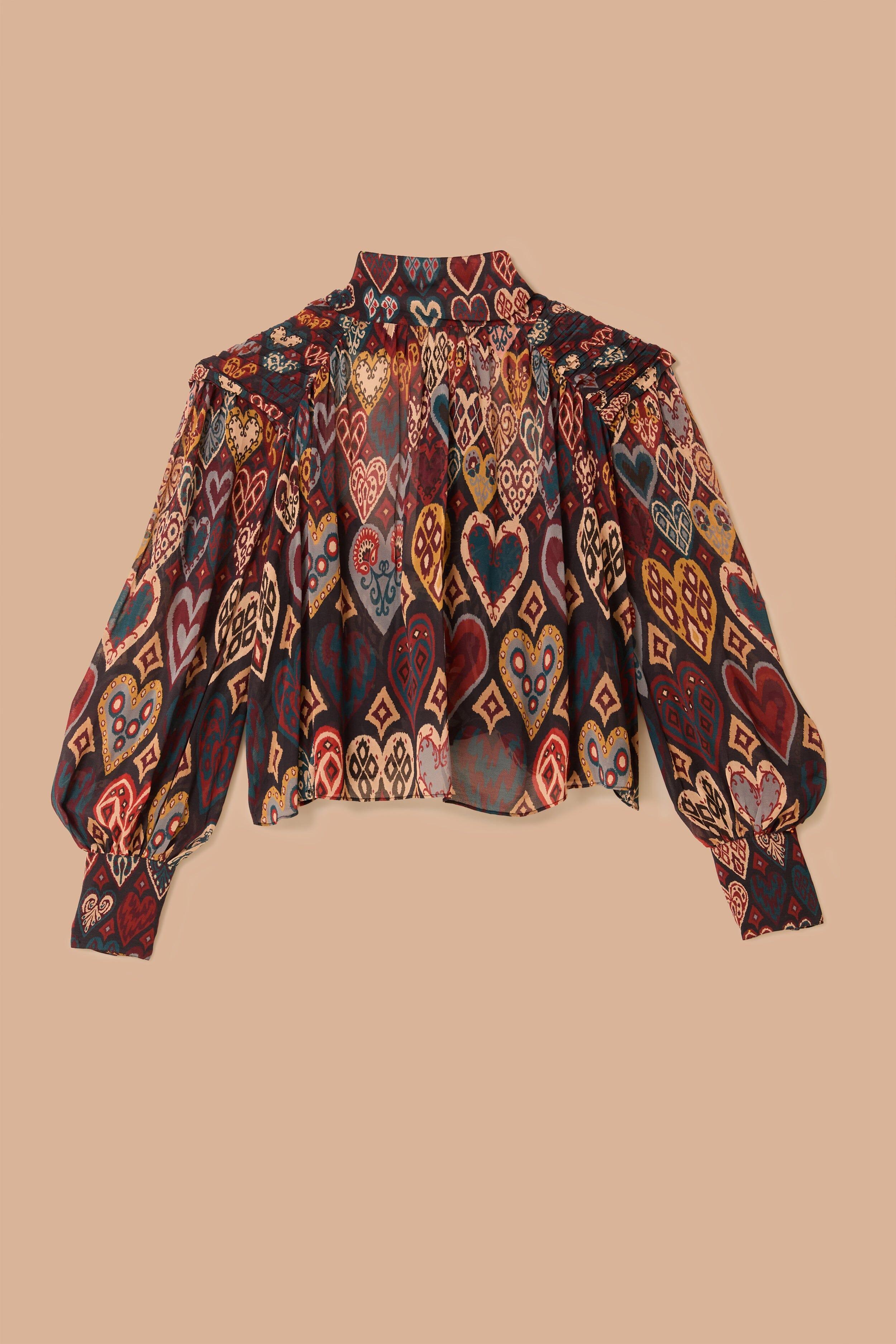 Black Hearts Ikat Blouse Product Image